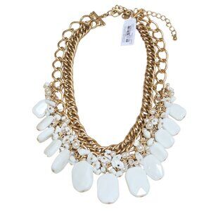 Lilly Pulitzer Roxie Resort Gold Tone White Statement Necklace NWT